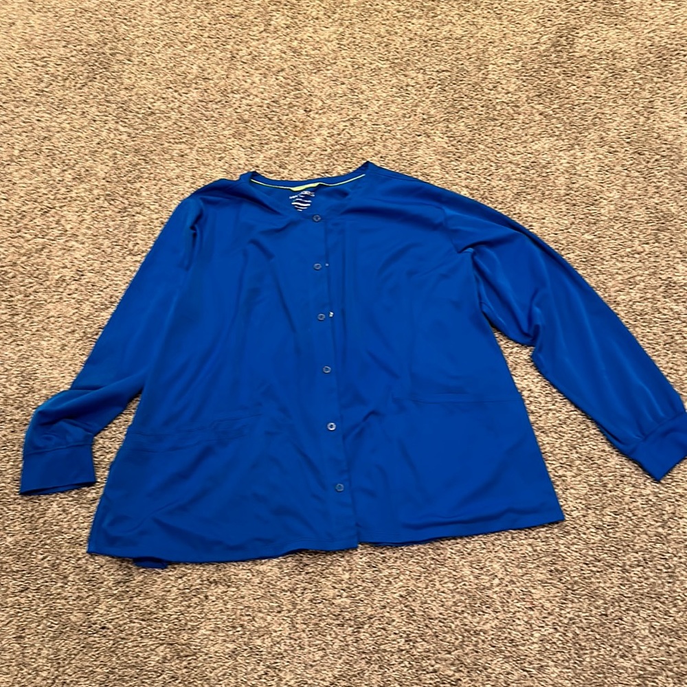 Healing hands royal blue w/ lime green accent lab coat / Size 5X / J-22